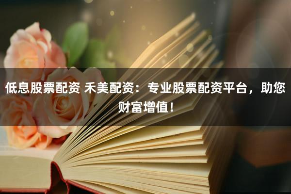 低息股票配资 禾美配资：专业股票配资平台，助您财富增值！