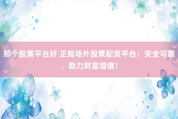 那个股票平台好 正规场外股票配资平台：安全可靠，助力财富增值！