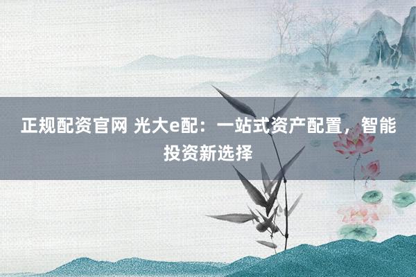 正规配资官网 光大e配：一站式资产配置，智能投资新选择