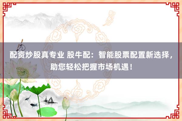 配资炒股真专业 股牛配：智能股票配置新选择，助您轻松把握市场机遇！