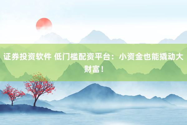 证券投资软件 低门槛配资平台：小资金也能撬动大财富！