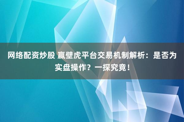 网络配资炒股 赢壁虎平台交易机制解析：是否为实盘操作？一探究竟！