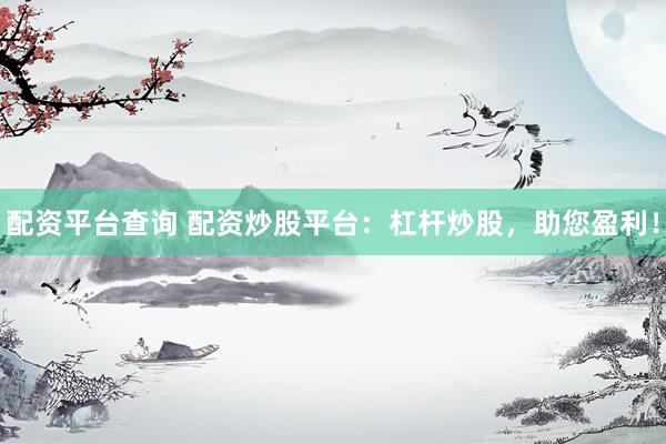 配资平台查询 配资炒股平台：杠杆炒股，助您盈利！
