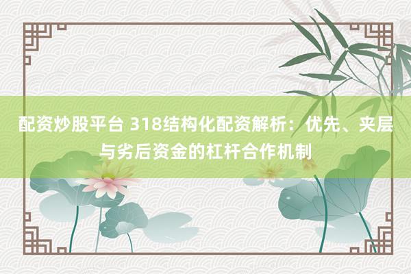 配资炒股平台 318结构化配资解析:优先、夹层与劣后资金的杠杆合作机制